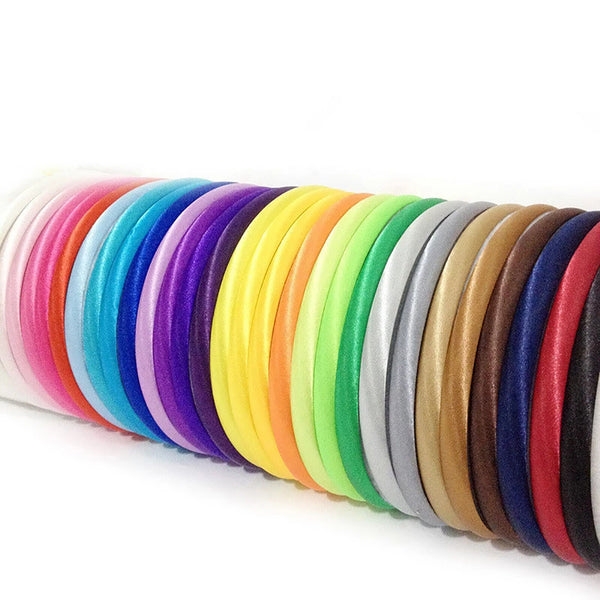 34pcs Girls Womens Plain Satin Alice Band Headband 10mm Ribbon Hoop Hair Band AU