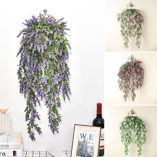 4PCSHanging Artificial Plants Fake Lavender Home Porch Decor Party Vine Flower
