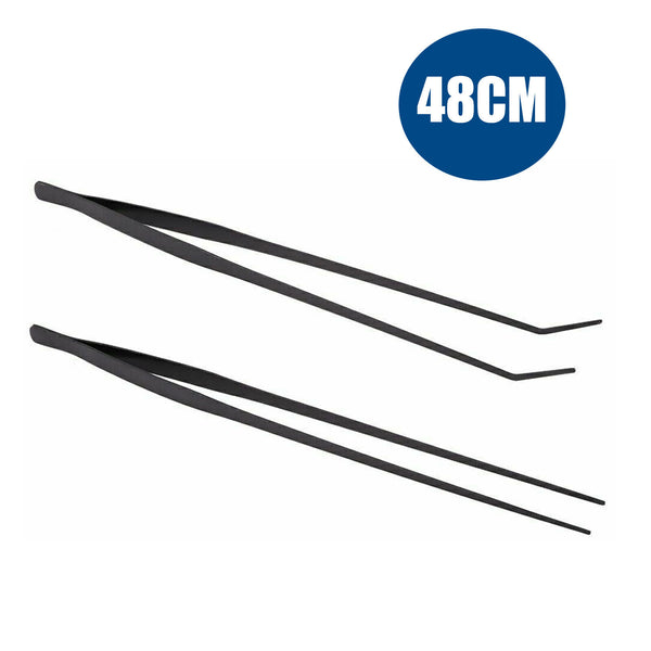 48CM Aquarium Fish Tank Stainless Tweezers Curve Straight Extra Long Tongs Plant