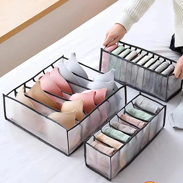 Mesh Storage Bag Divider Clothes Organizer Underwear Sock Jeans Drawer Foldable - Lets Party