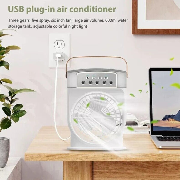 3 Speed Desk Misting Fan Spray Water Mist Fan Nightlights with 600ML Water Tank