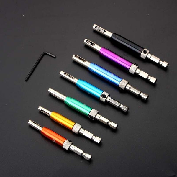 7Pcs Hex Shank Self Centering Hinge Drill Bit Door Hinge Locating Hole Drill Bit