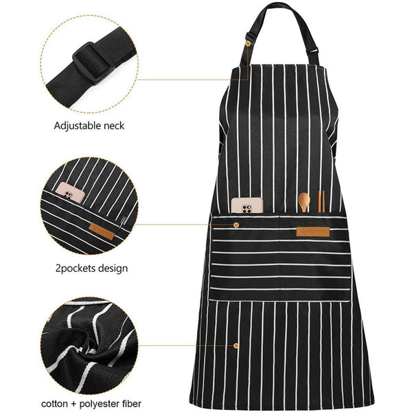 Adjustable Apron Hanging Neck Kitchen Baking Cooking Bar BBQ Chefs 2 Pockets AUS