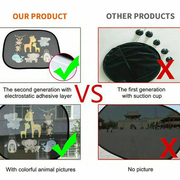 2X Animal Universal Car Side Window Sun Shade Visor UV Protector For Baby Kid AU