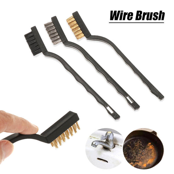 30x Stainless Steel Nylon Brass Scrub Brushes Metal Remover Mini Wire Brush Set