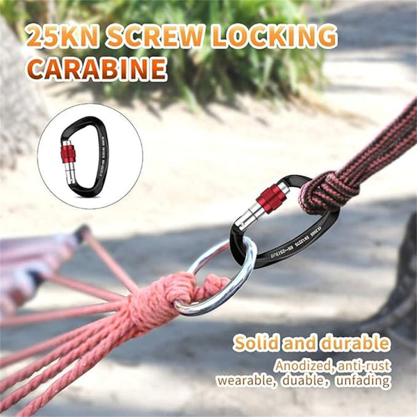 25KN Screwgate Locking Rock Climbing Carabiner Clip Aluminum D Ring Hook Buckle