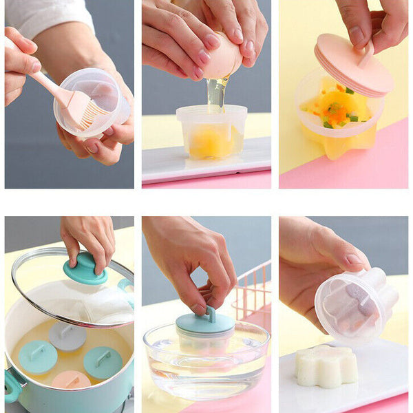 4PCS Boiled Egg Boiler Cups Cooker Poacher Steamer without Shell Sep08
