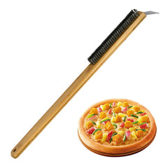 Pizza Oven Brush Steel Wire Pizza Stone Cleaning Brush With Scraper Oven Clean