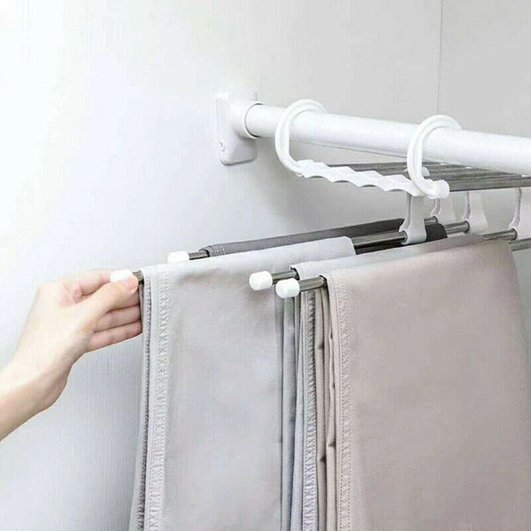 5 in1 Multi-functional Pants rack Stainless-Steel Wardrobe Magic Clothes Hanger