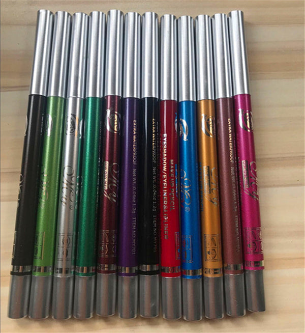 2Sets 24PCS Eyeliner Pencil 12 Color Cosmetic Makeup Pen Set Eye Shadow Glitter