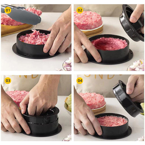 5in1 Hamburger Press Mould Stuffed Non-stick Burger Patty Maker Kitchen Tools AU