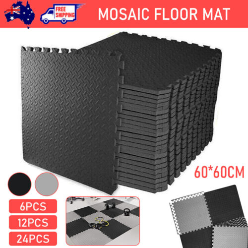 24x Interlocking Heavy Duty EVA Foam Gym Flooring Mat Floor Mats Tiles 60x60cm - Lets Party