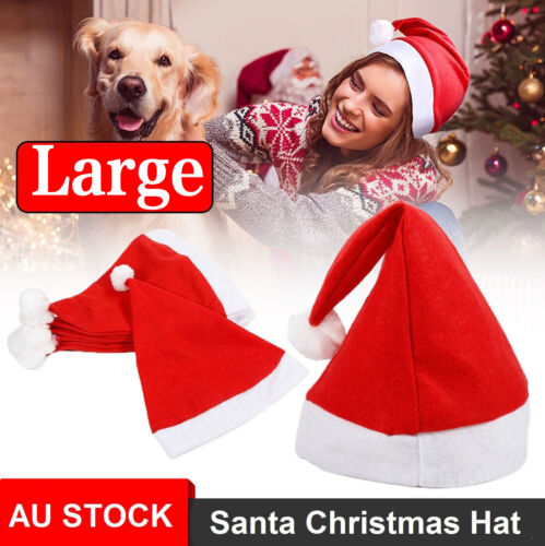 2X Santa Hat Christmas Fluffy Soft Xmas Cap Holiday Costume Office Party Adult