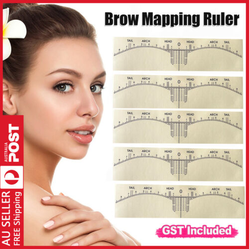 UP to 50PCS Peel and Stick Brow Mapping Ruler Sticker Tattoo Eyebrow Measuring - Lets Party