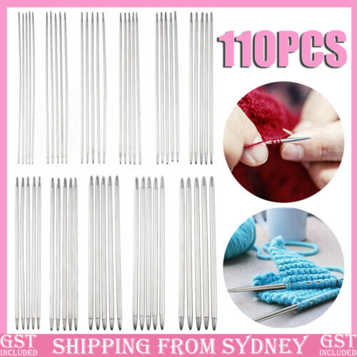 110X Double Pointed Stainless Knitting Needles Set 11 Size2-6.5mm Knitting Tools