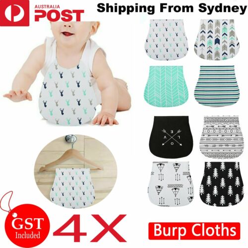 4PCS Baby Burp Cloths Fashion Organic Cotton Towels Burping Soft and Absorbent