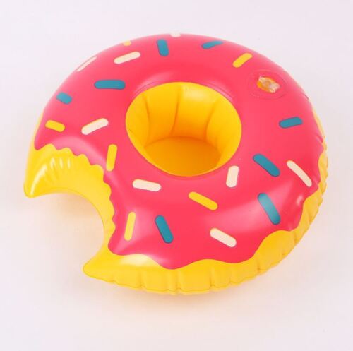 Inflatable Pink Donut Floating Drink Cup Can Beer Holder Swimming Pool Bath Beach Party - Lets Party