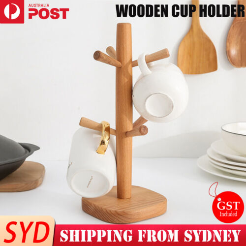 Tree Rack Wooden Mug Stand Coffee Tea Cup Holder Storage Rack Hanger HomeKitchen