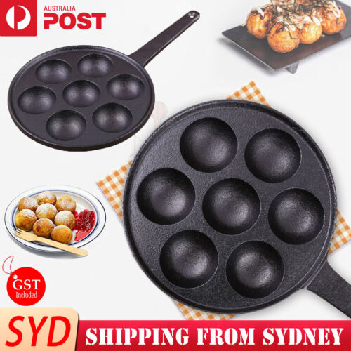 7Holes Dimple Cast Iron Poffertjes Mini Dutch Pancake Pan Handle Braised Octopus