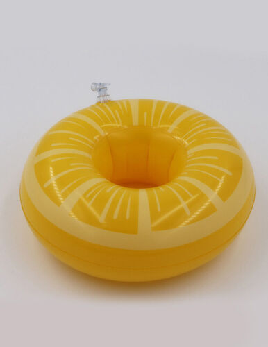 Inflatable Yellow Lemon Floating Drink Cup Can Beer Holder Swimming Pool Bath Beach Party - Lets Party