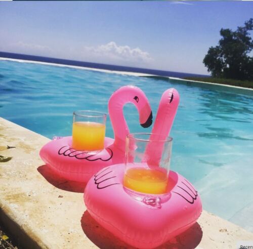 Inflatable Flamingo Floating Drink Cup Can Beer Holder Swimming Pool Bath Beach Party - Lets Party