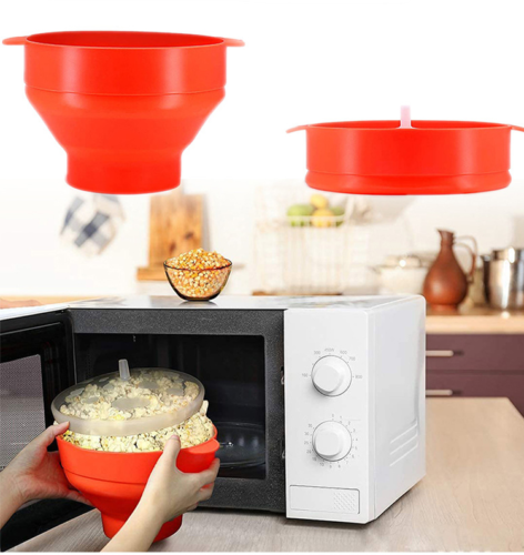 Microwave Silicone Popcorn Popper Maker Collapsible Bowl Hot Air Dishwasher Safe - Lets Party