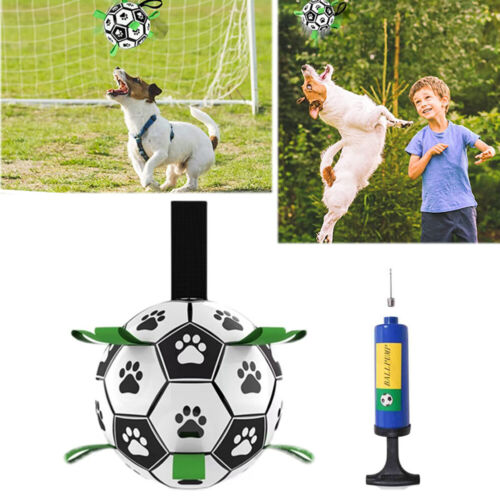 Interactive Toy w/Grab Water Tabs Tug Pet Football Dog Soccer Ball w/Pump