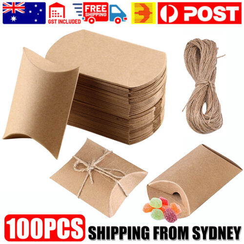 100pcs Candy Boxes Pillow Favor Gift Box Wedding Party Favour Kraft Paper