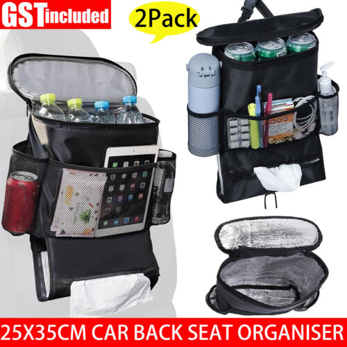 2X Car Seat Back Organiser Multi Pocket Storage Bag Organizer Cup Holder Travel