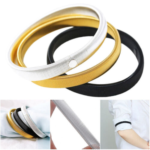 Unisex Silver Anti-Slip Shirt Sleeve Holders Fashion Elastic Armbands Hold Ups Garter - Lets Party