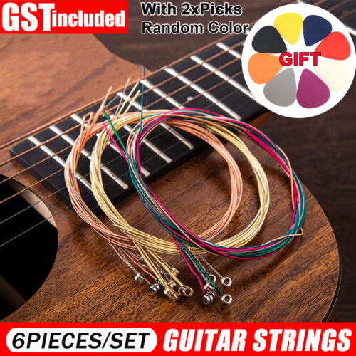 6PCS Acoustic Music Guitar Strings Steel Premium Light Universal Guitar Picks AU