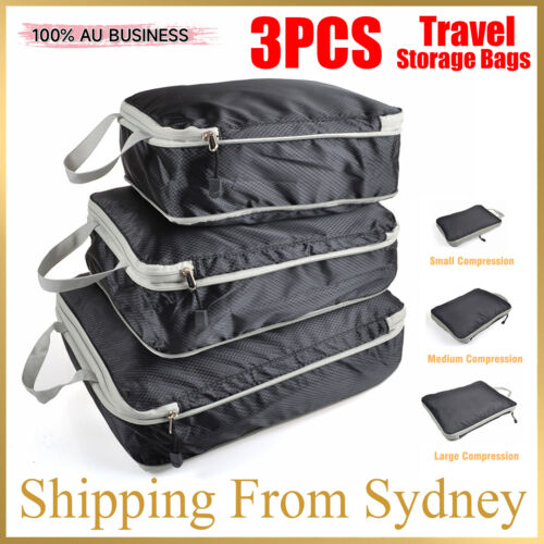 3pcs Cube Pouch Suitcase Clothes Storage Bags Travel Luggage Organiser Bag AU