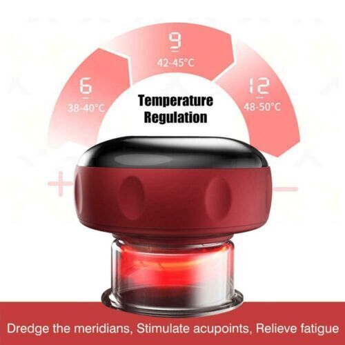 Red Electric Cupping Therapy Massager Portable Rechargeable 6 Level Adjustable - Lets Party