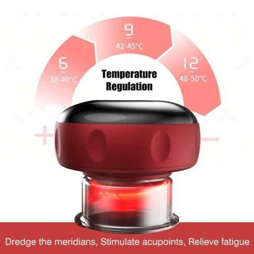 Black Electric Cupping Therapy Massager Portable Rechargeable 6 Level Adjustable - Lets Party