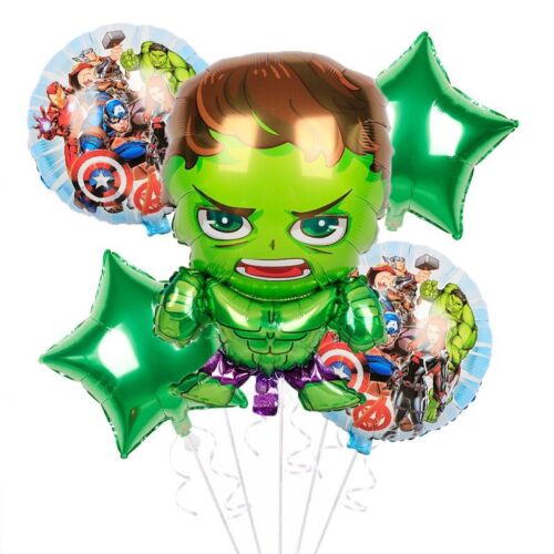 5pcs Cartoon Hulk Foil Balloon Set Party Supplies Superhero Kids Birthday