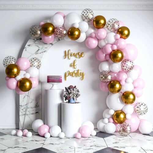 Pink Gold White Arch Balloon Set Party Supplies Baby Shower Garland Decoration