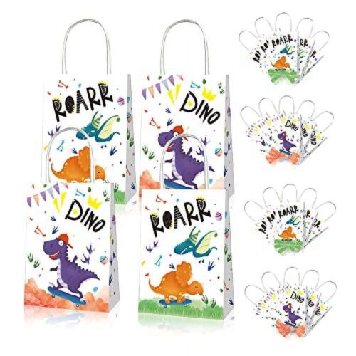 12PCS Dinosaur Paper Loot Lolly Gift Bag Party Supplies Kids Birthday Favour