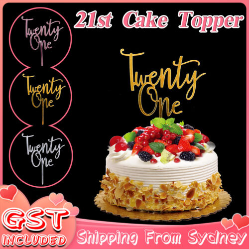 Twenty One 21st Birthday 21 Today Acrylic Cake Topper Happy Birthday Mirror New