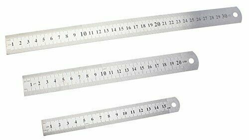 3PCS Metal Ruler Stainless Steel Double Sided 15/20/30CM Precision School Office