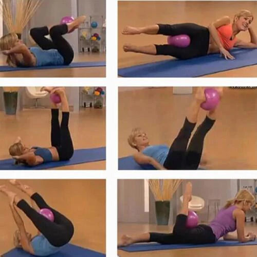 25cm Purple Gym Yoga Ball Home Fitness Exercise Balance Pilates Pregnancy Birthing - Lets Party