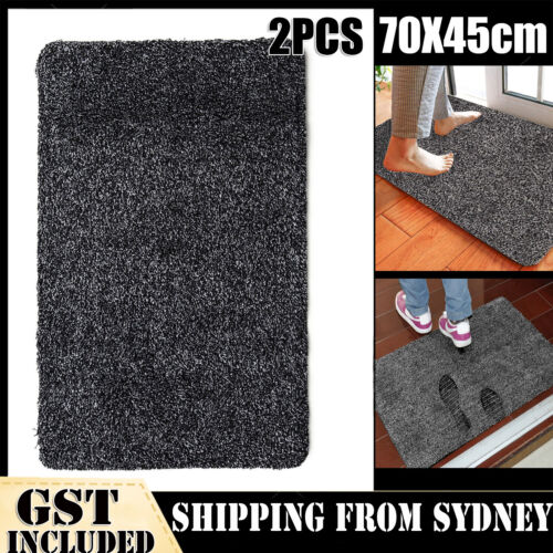 Two Super Absorbent Magic Doormat Pet Mat Step Clean Non Slip Dirt Mud Trapper