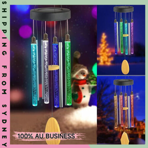 Solar Wind Chimes Lights Outdoor Memorial Wind Chimes with Color Changing RGB AU
