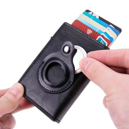1 PU Leather Airtag Wallet Bag Card Holder Smart Anti-lost Protective Cover RFID