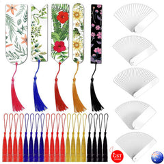 20Pcs Blank Clear Acrylic Bookmark DIY Bookmark Tassels Unfinished Acrylic Books