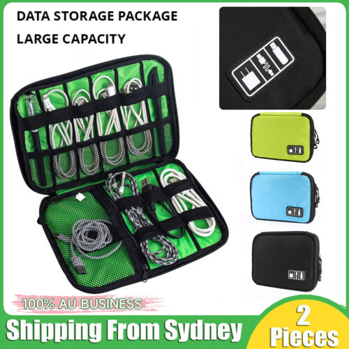 2X Gadget Cable Organizer Storage Bag Travel Electronic Accessories Cable Pouch