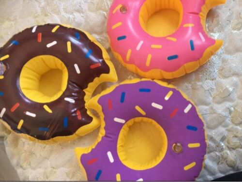 Inflatable Pink Donut Floating Drink Cup Can Beer Holder Swimming Pool Bath Beach Party - Lets Party