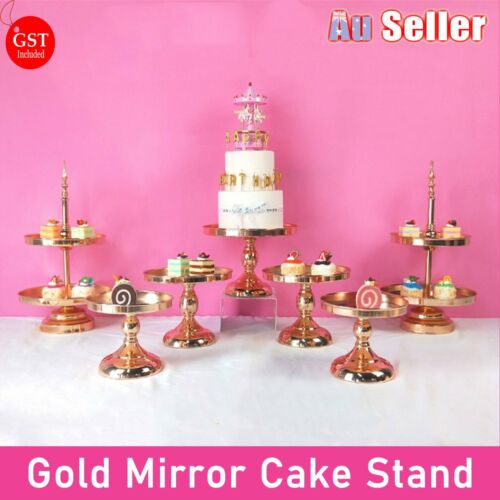 1/2/3 Tiers Mirror Top Cake Stands Rack Metal Cake Holder Wedding Party Display