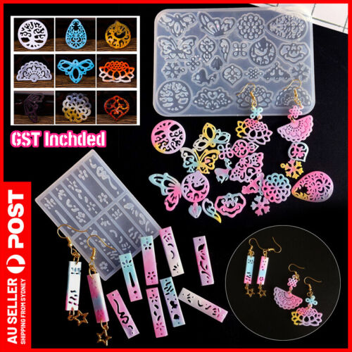 Silicone Hollow Earring Pendant Jewelry Making Mold Resin Mould Casting Craft AU