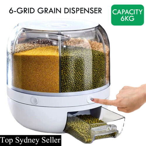 Rotating Grain Case Cereal Dispenser Storage Box Kitchen Food Rice Container