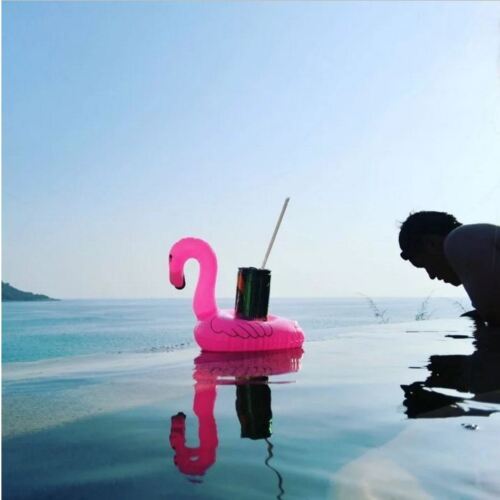 Inflatable Flamingo Floating Drink Cup Can Beer Holder Swimming Pool Bath Beach Party - Lets Party